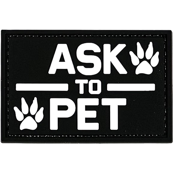 Merica Life Ask to Pet PVC Patch, Black and White, 3 x 2
