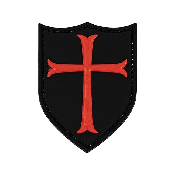 Merica Life Knights Templar Cross PVC Morale Patch Black and Red