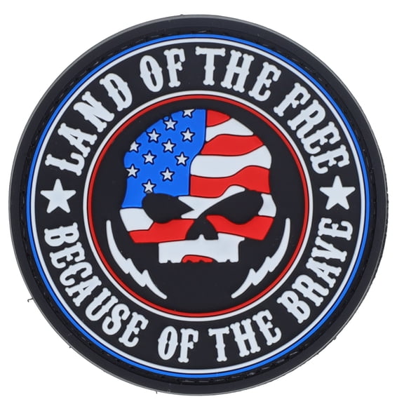 Merica Life Land of the Free, Because of the Brave - Flag Skull Patch, 3