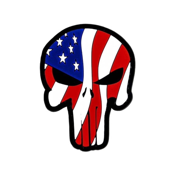 Merica Life Punisher Waving US Flag PVC Patch, Red/White/Blue, 3.1 x 2.4