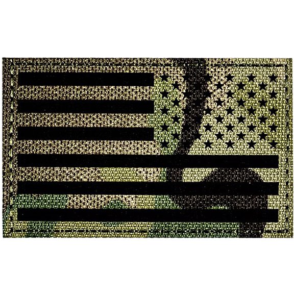Merica Life Reflective Fabric US Flag Reverse Patch, Multi-Cam, 3 x 2in