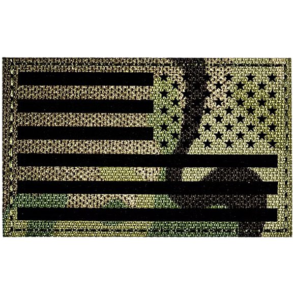 Merica Life IR Reflective Fabric US Flag Reverse Morale Patch Multicam