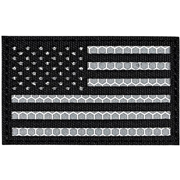 Merica Life IR Reflective US Flag Morale Patch Black and White