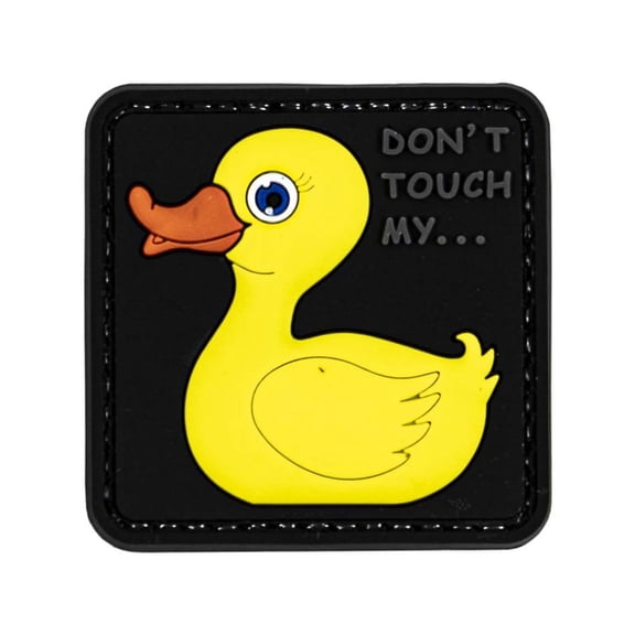 Merica Life Rubber Duck, Don't Touch My Duck PVC Patch, Gray/Yellow, 2.2 x 2.2