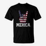 Merica Rock Sign 4th Of July American Flag Retro Usa TShirt - Walmart.com