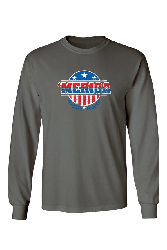 Merica Sarcastic Novelty Gift Idea Adult Humor Funny Men's Long Sleeve Shirts