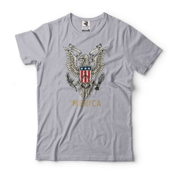Merica Shirt American Eagle Shirt Patriotic Gift Freedom Eagle Tee American Gifts 4th Of July Shirt (Medium Grey)