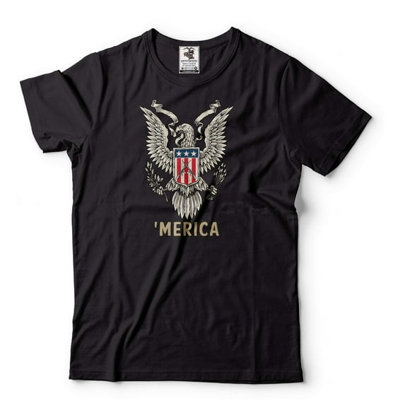 Merica Shirt American Eagle Shirt Patriotic Gift Freedom Eagle Tee American Gifts 4th Of July Shirt (X-Large Black)