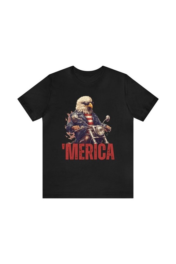 Merica Shirt – Funny 4th of July Bald Eagle America Unisex Tee with Sunglasses