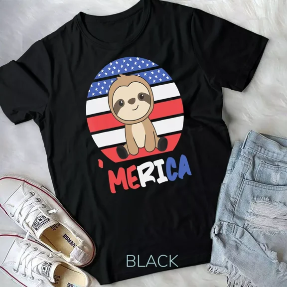 Merica Sloths 4Th Of July American Flag Fault Unisex T-Shirt