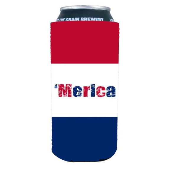 Merica Striped Pattern 16 oz. Can Coolie