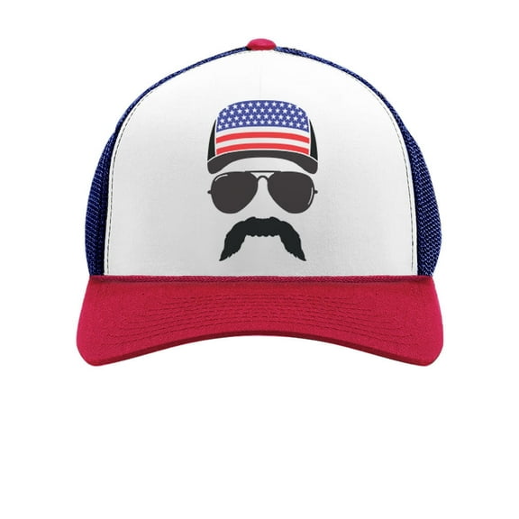 Merica USA American Flag Trucker Hat - Celebratory 4th of July Cap - Ideal Independence Day Gift for Patriot - Unisex Design, Blue/White/Red