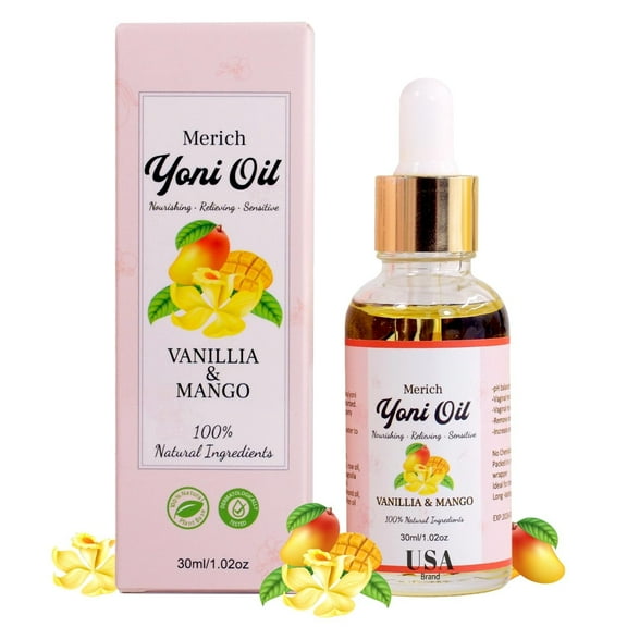 Merich Natural Yo-ni Oil |  pH Balance and Wetness | Eliminate Odor | V Tightening and Cleansing ((Vanilla & Mango)