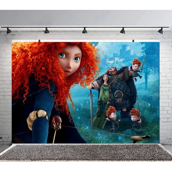 Merida Backdrop Brave Banner Party Supplies Poster Movie Theme Background for Photography Kids Birthday Decorations