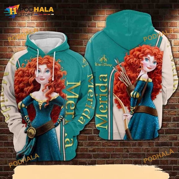 Merida Brave Disney Princess All Over Print 3D Hoodie, T-Shirt