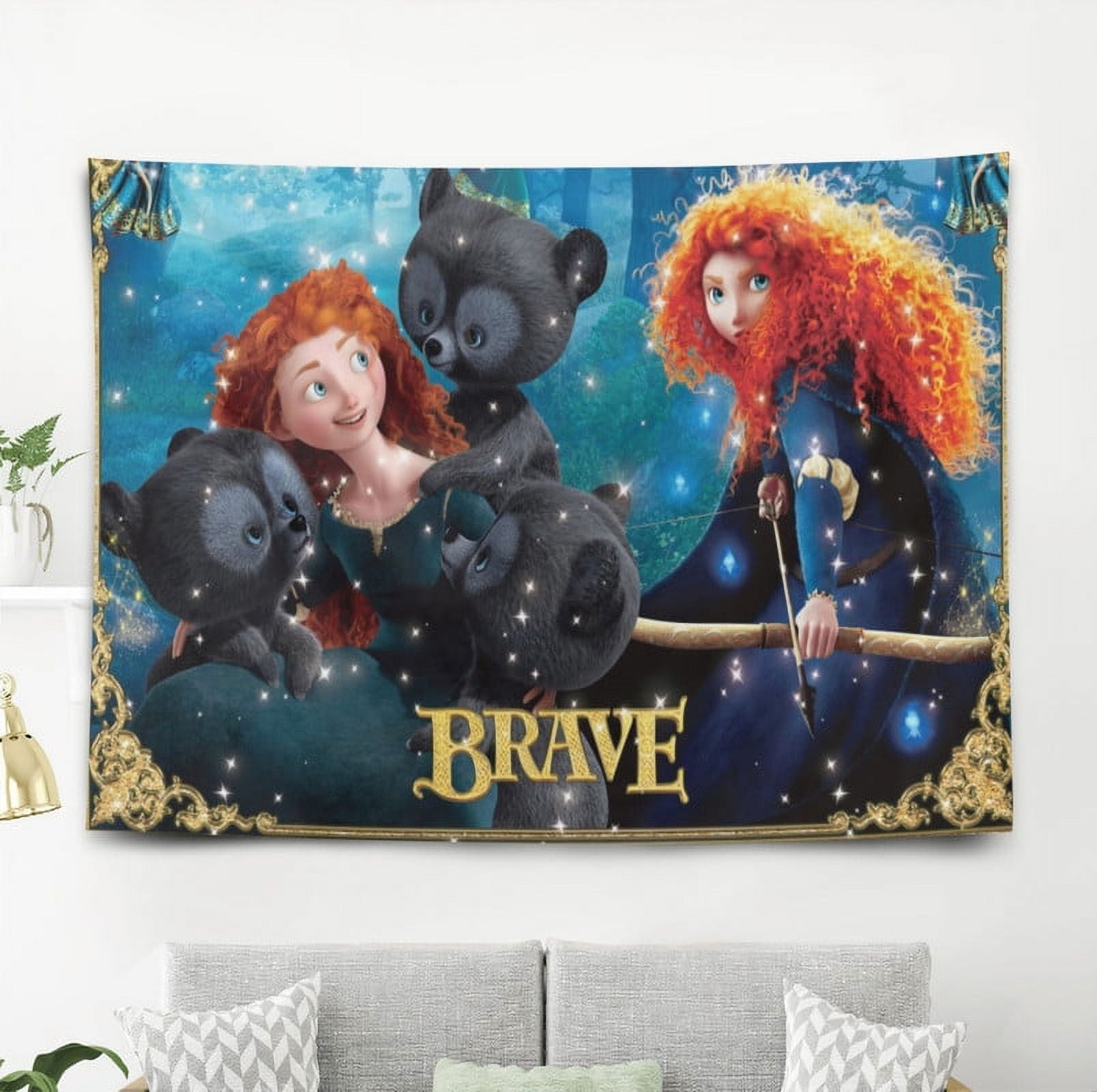 Merida Brave Tapestry Gift Wall Hanging Backdrop for Room Bedroom Girls ...