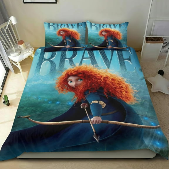 Merida Brave Themed Bed Sheet Set Three Piece Set 53x79 In ches Comfortable And Skin Friendly Unique Design Creating A Star Studded Night Home Decor Gifts For Family Friends fans