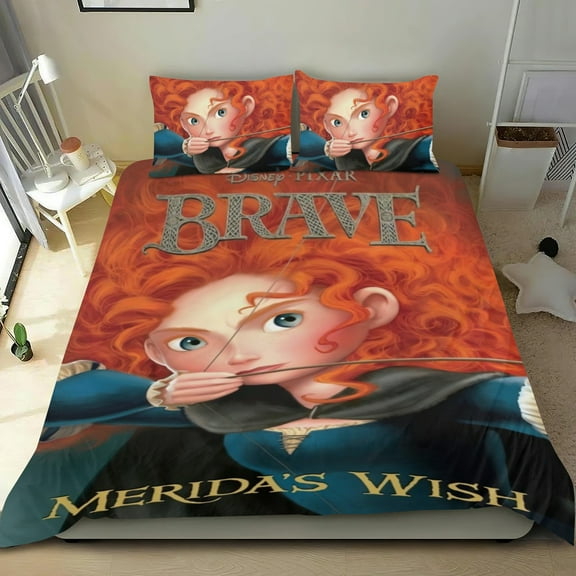 Merida Brave Themed Bed Sheet Set Three Piece Set 53x79 In ches Comfortable And Skin Friendly Unique Design Creating A Star Studded Night Home Decor Gifts For Family Friends fans