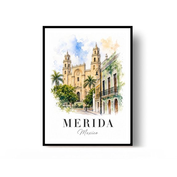 Merida Mexico Travel Poster Print Wall Decor