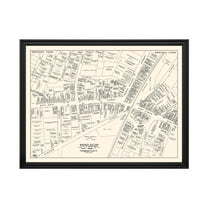 Meriden Art, 1946 Vintage Map of Downtown Meriden Connecticut, CT History Wall Decor Gift, Old Meriden Map - 24" x 18" Black Framed Print