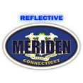 thumbnail image 1 of Meriden City Connecticut State Flag | CT Flag New Haven County Oval State Colors Reflective Sticker Car Decal 3x5 inches, 1 of 3