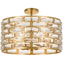 Crystorama Broche Antique Gold Semi-Flush Ceiling Mount Light Fixture ...