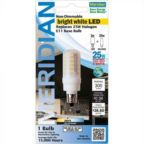 Meridian Bright White G11 LED 3W (25W Equivalent) Decorative Light Bulbs, 15,000 Hours Life