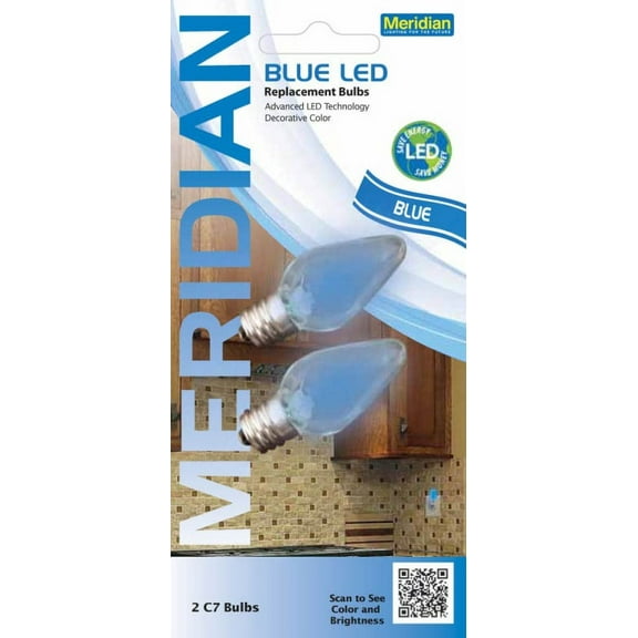 Meridian Electric 13121B Blue LED Replacement Night Light Bulbs, 2 pack