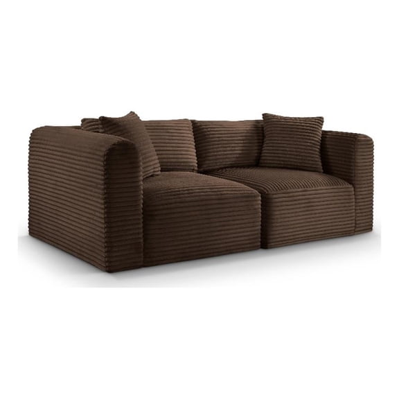Meridian Furniture 2-Piece Brown Corduroy Performance Fabric Modular Sofa