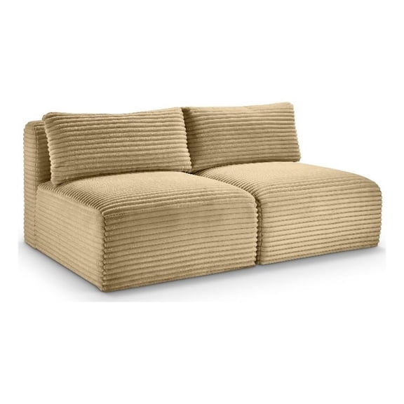 Meridian Furniture 2-Piece Camel Corduroy Performance Fabric Modular Sofa