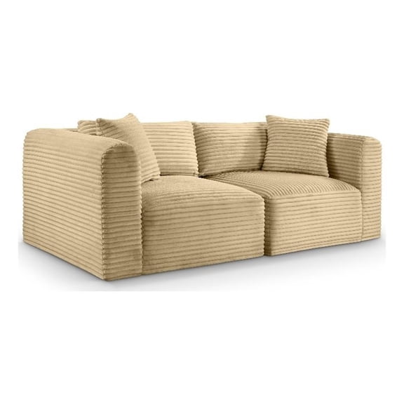 Meridian Furniture 2-Piece Camel Corduroy Performance Fabric Modular Sofa