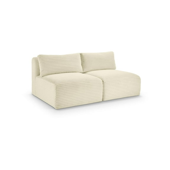 Meridian Furniture 2-Piece Cream Corduroy Performance Fabric Modular Sofa