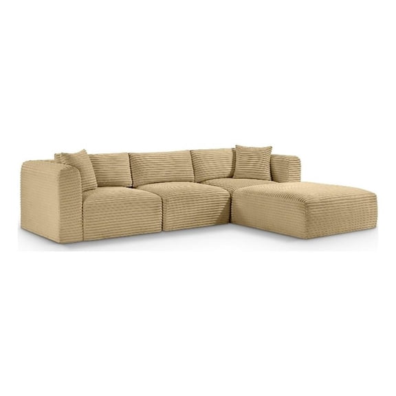 Meridian Furniture 4-Piece Camel Corduroy Performance Fabric Modular Sectional