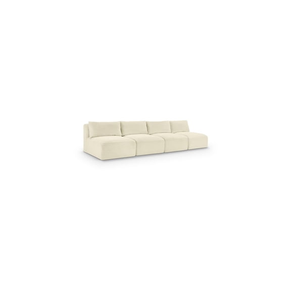 Meridian Furniture 4-Piece Cream Corduroy Performance Fabric Modular Sofa