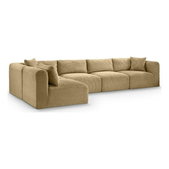 Meridian Furniture 5-Piece Camel Corduroy Performance Fabric Modular Sectional
