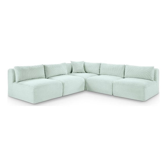 Meridian Furniture 5-Piece Mint Corduroy Performance Fabric Modular Sectional