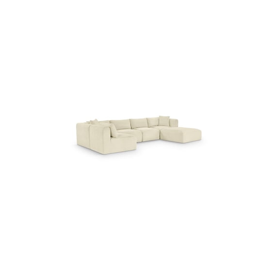 Meridian Furniture 6-Piece Cream Corduroy Performance Fabric Modular Sectional