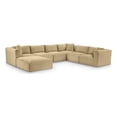 thumbnail image 1 of Meridian Furniture 7-Piece Camel Corduroy Performance Fabric Modular Sectional, 1 of 15