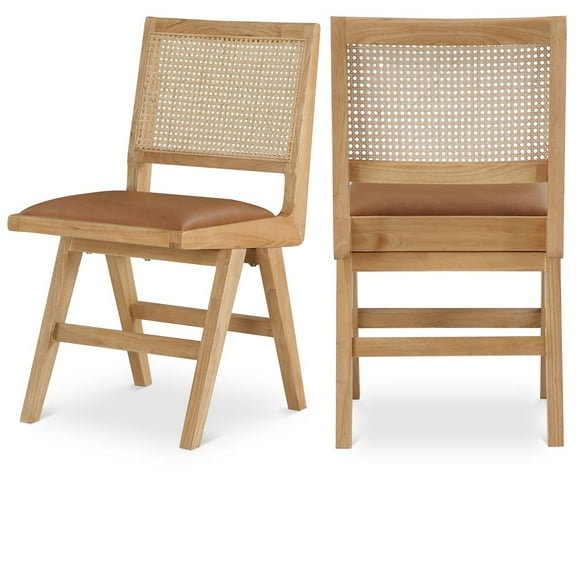 Meridian Furniture Abby Cognac Vegan Leather Dining Side Chair (Set of 2)