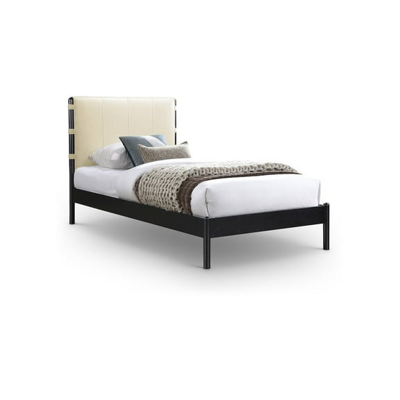 Meridian Furniture Abigail Cream Vegan Leather Twin Bed