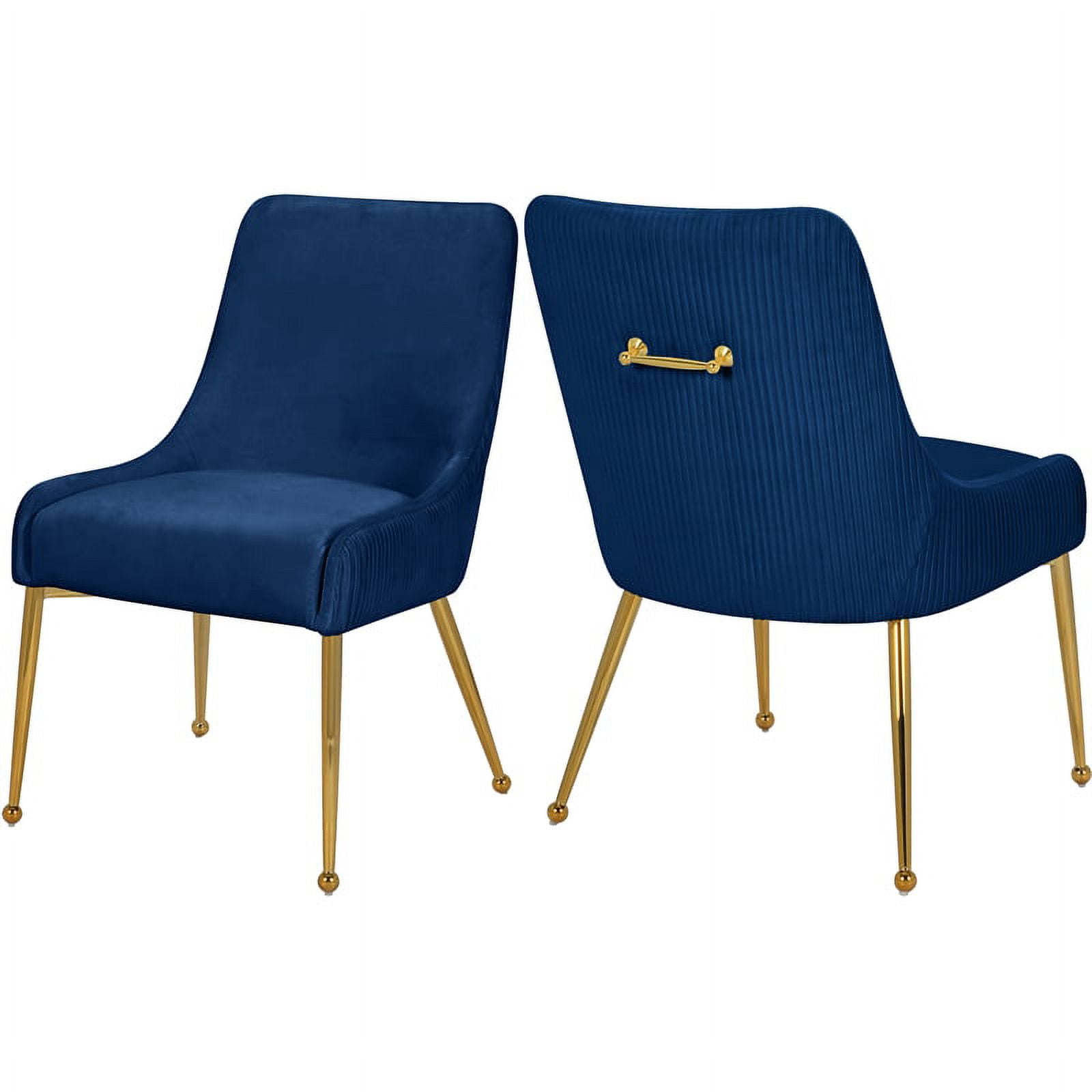 Meridian Furniture Ace Navy Velvet Dining Chair with Gold Legs (Set of