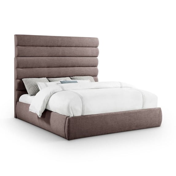Meridian Furniture Adam Brown Linen Textured Fabric King Bed