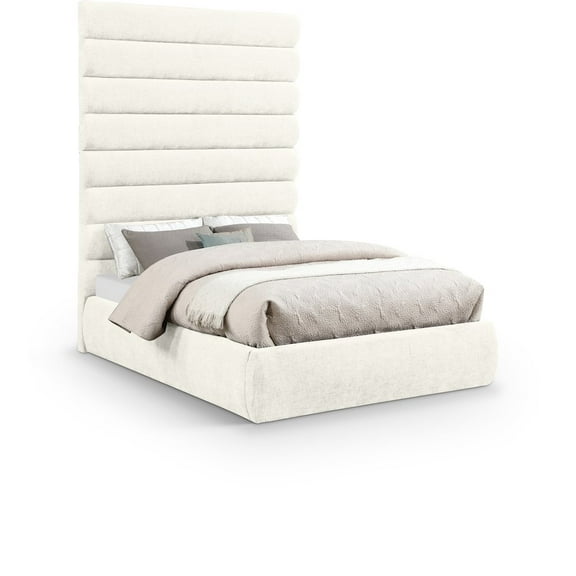 Meridian Furniture Adam Cream Chenille Fabric Full Bed