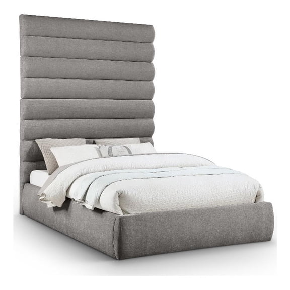 Meridian Furniture Adam Grey Chenille Fabric Queen Bed