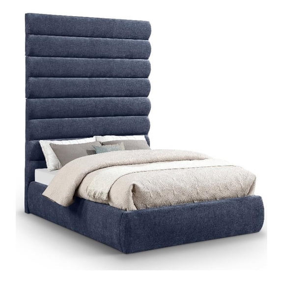 Meridian Furniture Adam Navy Chenille Fabric Full Bed
