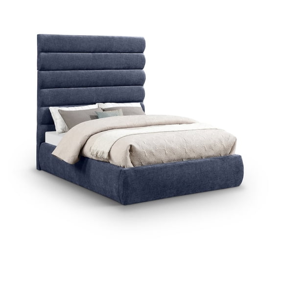 Meridian Furniture Adam Navy Chenille Fabric Full Bed
