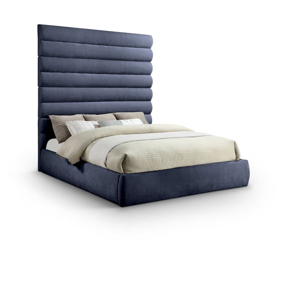 Meridian Furniture Adam Navy Chenille Fabric King Bed