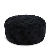 Meridian Furniture Addison Button Tufted Black Velvet Ottoman and Bench