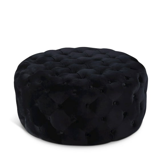 Meridian Furniture Addison Button Tufted Black Velvet Ottoman and Bench