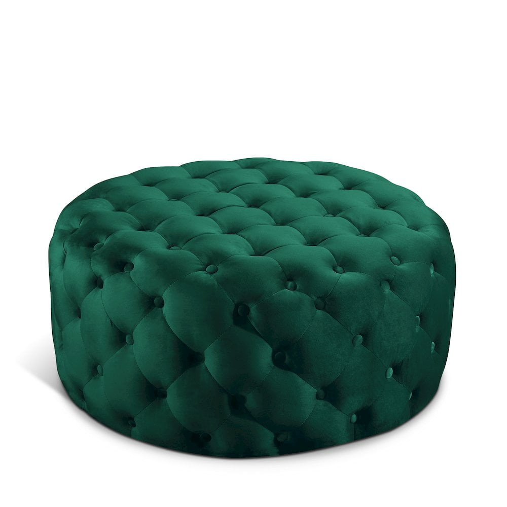 Meridian Furniture Addison Button Tufted Green Velvet Ottoman and Bench